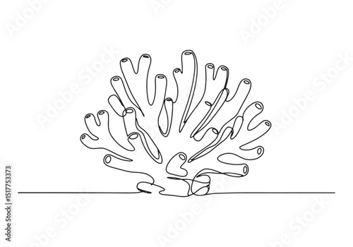 Elegant Abyssal Coral Illustration in a Continuous Line Drawing