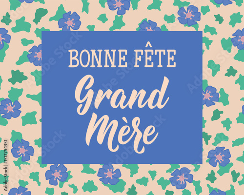 Bonne Fete Grand Mere. Translation from French - Happy Grandmother's Day. Perfect design for greeting cards, posters and social media. French Lettering.