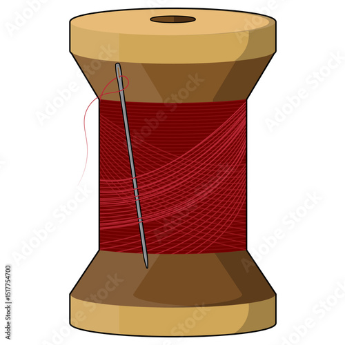 Vector Illustration of Sewing Needle with Thread