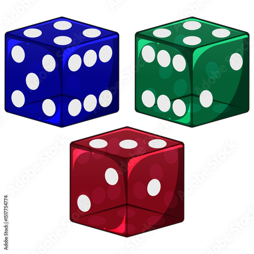 Semi-Transparent Color Dice Vector Illustration
