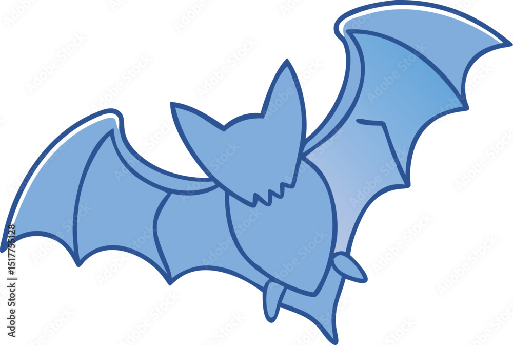 Fototapeta premium Stylized Blue Bat Illustration on Black Background, perfect for Halloween themed design