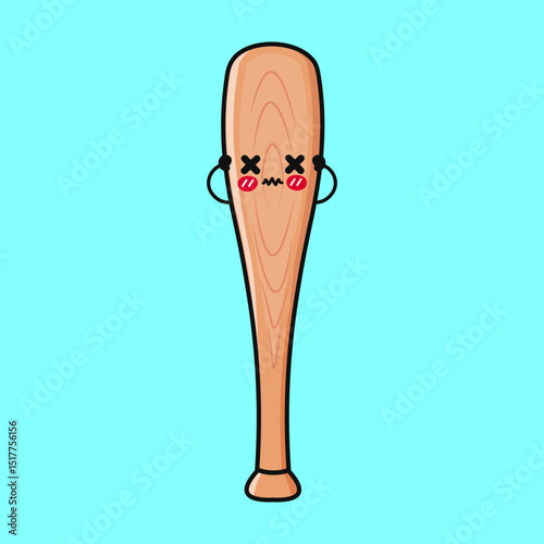 Cute Baseball Bat cartoon character with expressive face, perfect for playful sports content.
