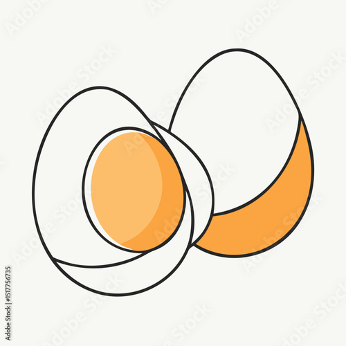 Stylized Broken Egg Illustration with Yolk and Shell Pieces on Light Background
