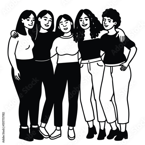 Four Women Friends Embracing
