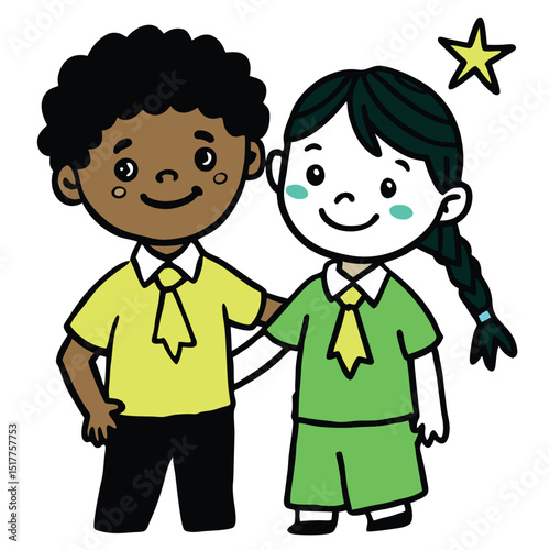 Two Children Supporting Each Other