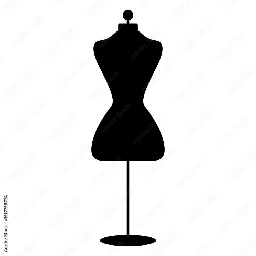 Silueta de maniquí para sastrería o taller de diseño de moda. Equipos de costura, afición al diseño de ropa.