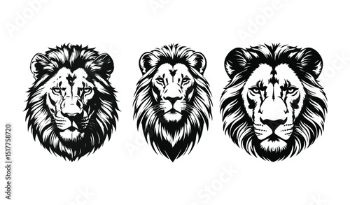Minimalist Lion Silhouette Vector Sharp Geometric Lines High Contrast Black and White Design for Logo or Branding