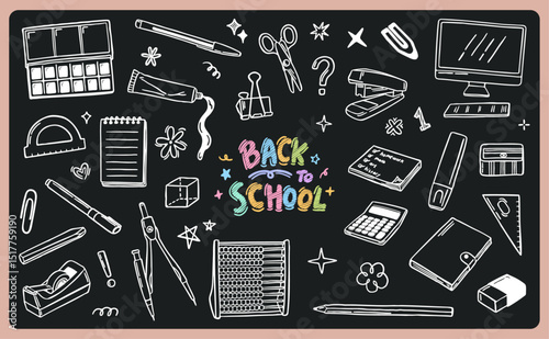 back to school doodle hand drawn sketch illustration