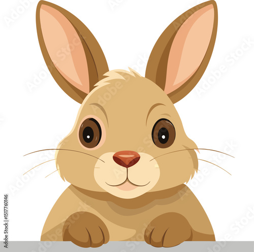 Cute cartoon baby bunny in a spring nature illustration with an Easter egg design