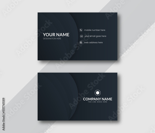 Business card design template, modern simple professional minimalist visiting, employee, manager card design
