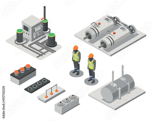 Team of electrical engineers performs underground tunnel maintenance, inspecting high-voltage cables with technical tools and blueprints for infrastructure safety assurance.