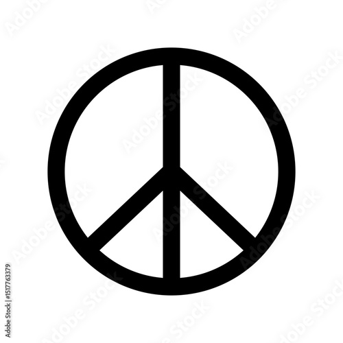 Peace Symbol Vector Icon, Minimal Circular Sign for Anti-War Movement, Human Rights Campaign, and Social Awareness, Editable