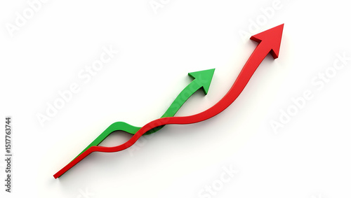 Dynamic Growth: A visual representation of progress and achievement, showcasing a vibrant, red arrow ascending above a green arrow.
