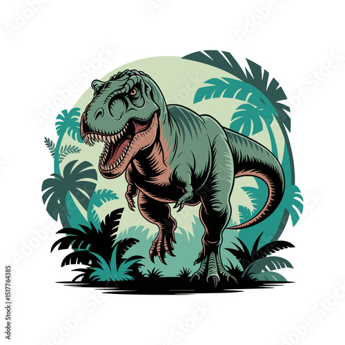 Green Tyranosaurus Rex cartoon Illustration