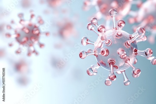 3d illustration of coronavirus cells in soft focus and pink hue