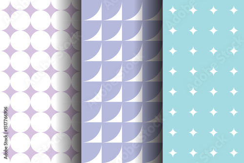 Set of colorful Abstract geometric Seamless background.