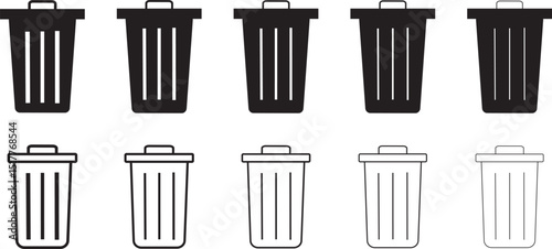 Trash can or trash bin icons set, recycle bin icon button, Vector isolated icons Recycle basket icon, Delete icon illustration vactor,
