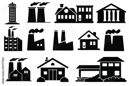 Building Vector Illustration Set