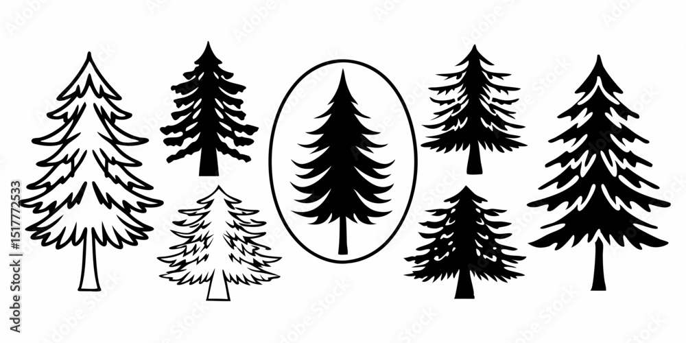 tree icon set. Fir Tree silhouettes. isolated on white background, vector illustration tree icon set. Fir Tree silhouettes. isolated on white background, vector illustration
