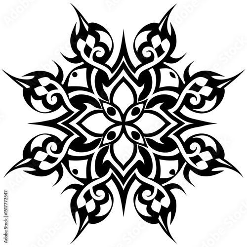 black and white floral ornament