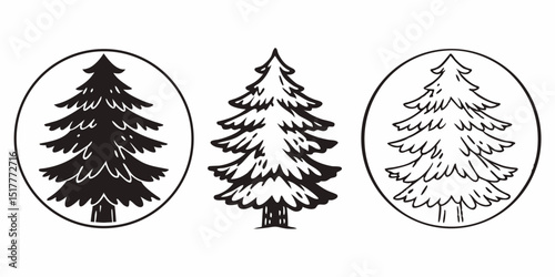 tree icon set. Fir Tree silhouettes. isolated on white background, vector illustration 