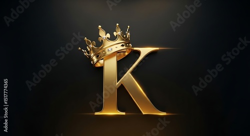 Golden letter k with crown logo design