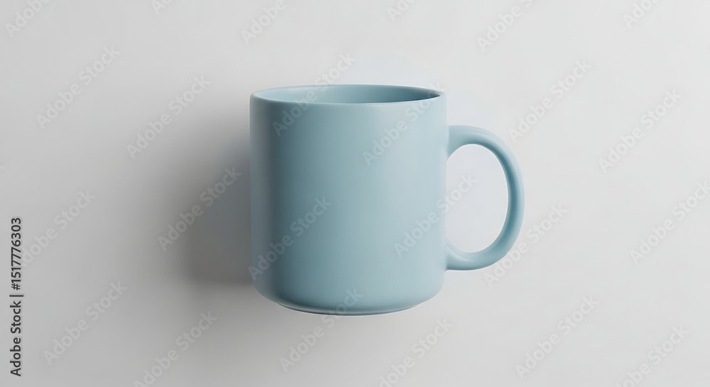 Simple Pastel Blue Mug, Ceramic Coffee Cup Mockup, Plain Mug Design Simple Pastel Blue Mug, Ceramic Coffee Cup Mockup, Plain Mug Design