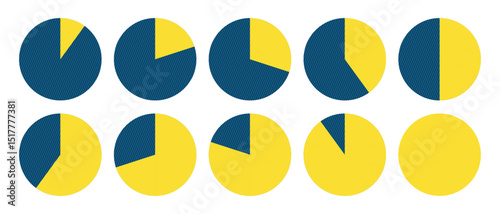 Infographic circle pie chart diagram loading interface for business presentation, UI, web design, isolated marketing map or download progress vector illustration in yellow blue color.