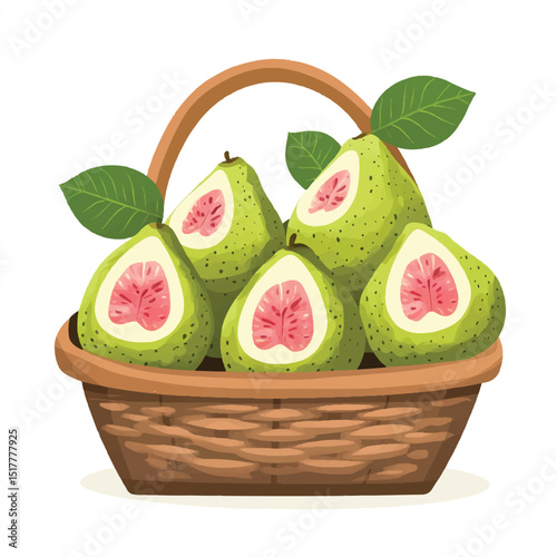 cute Guava fruits on basket