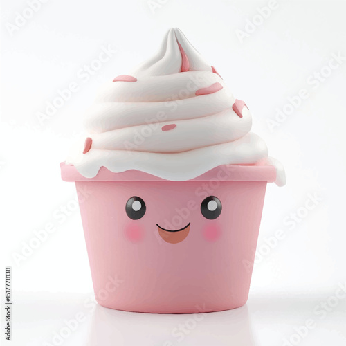 cute ice cream cup with soft pastel graphics