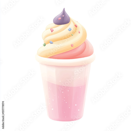 cute ice cream cup with soft pastel graphics