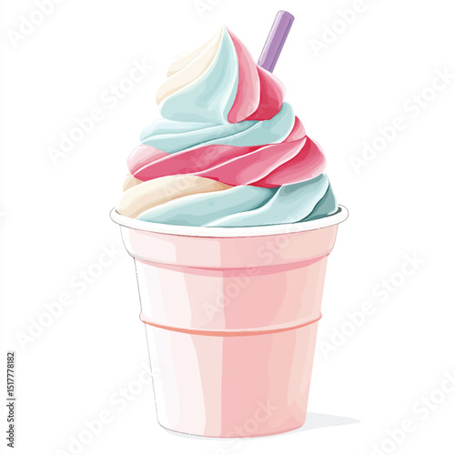 cute ice cream cup with soft pastel graphics