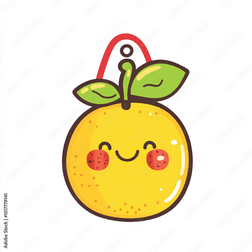 Obraz premium cute label tag with fruit mascot bold font