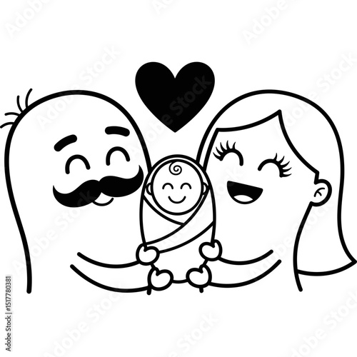 Family celebrating joy with newborn in happy moments
