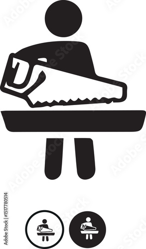 Black and white stick figure icon set representing cleaning and household chores