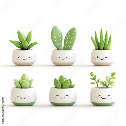 a cute mini plant pots with expressions