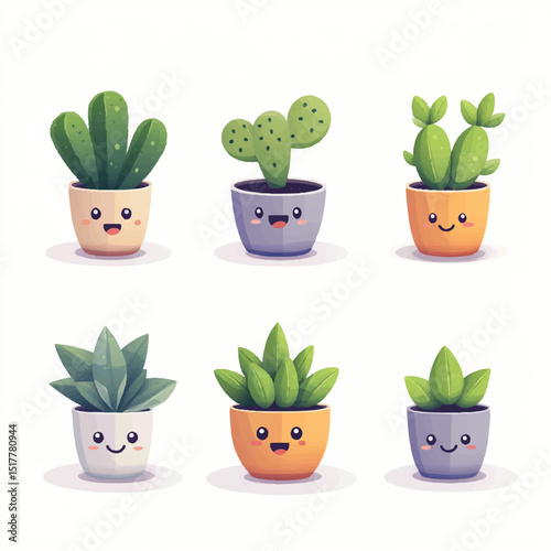 a cute mini plant pots with expressions