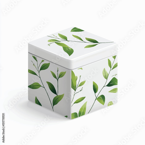 cute minimalist  tea box with leaf pattern