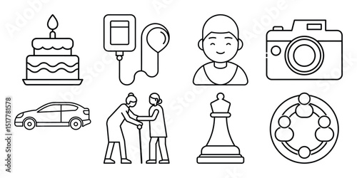 People icon set. Containing group, family, human, team, community, friends, population and senior icons. Solid icon collection.