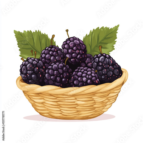 cute Mulberry fruit on basket