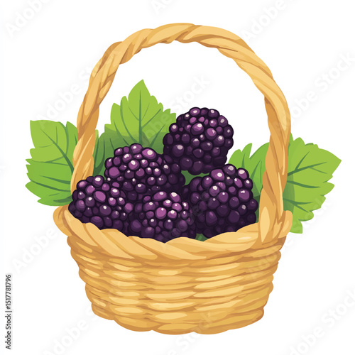 cute Mulberry fruit on basket