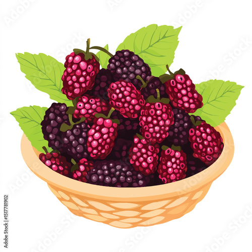 cute Mulberry fruit on basket