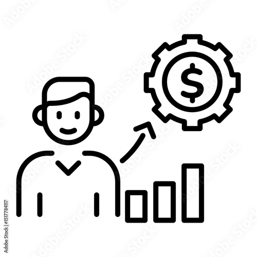 A linear style icon of cash management