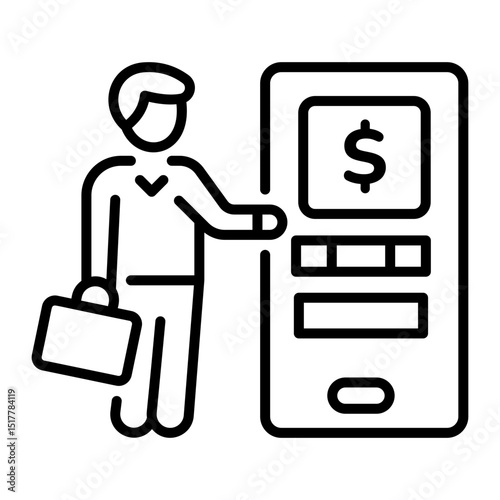 A linear style icon of withdraw money