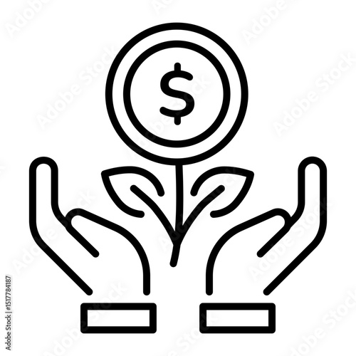 A line style icon of investment growth