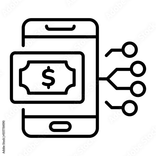 An outline style icon of mobile wallet