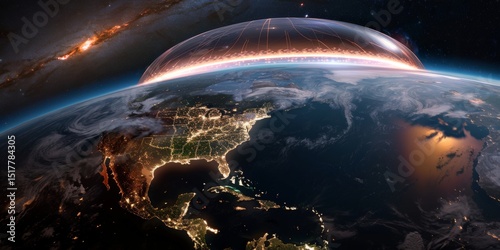 Golden energy shield protecting united states of america from space threats