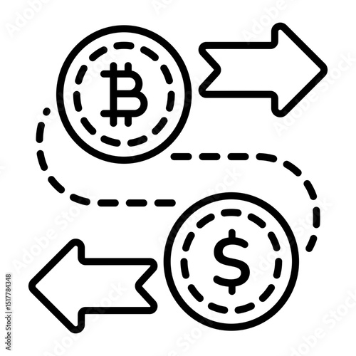 A linear style icon of currency exchange