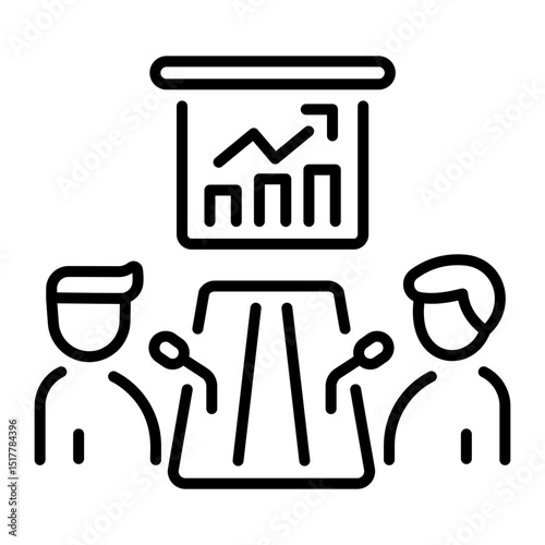 An outline style icon of board meeting