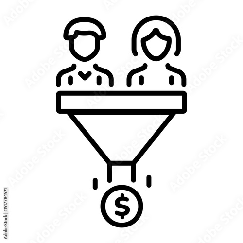 A linear style icon of sales funnel